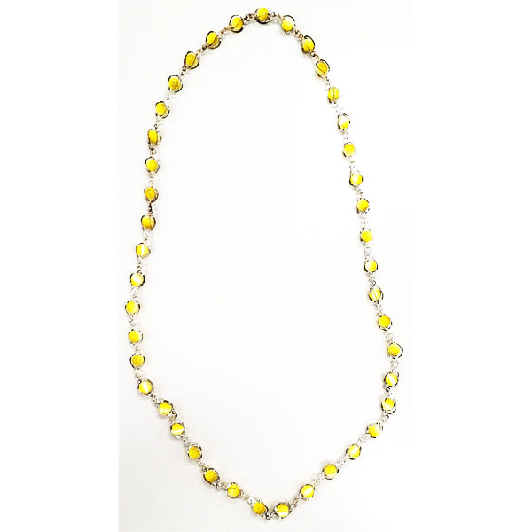 CAT'S EYE YELLOW CAGE NECKLACE 32"